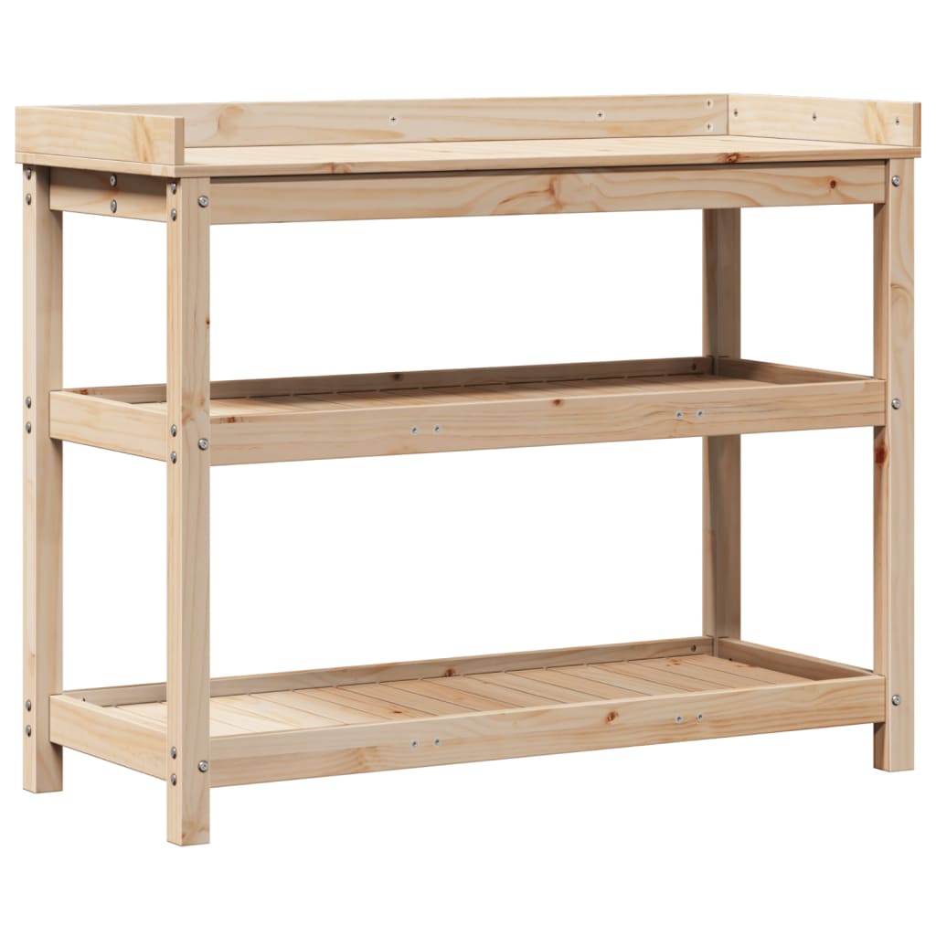 Vidaxx pottebord med hylder 108x45x86,5 cm massivt fyrretræ