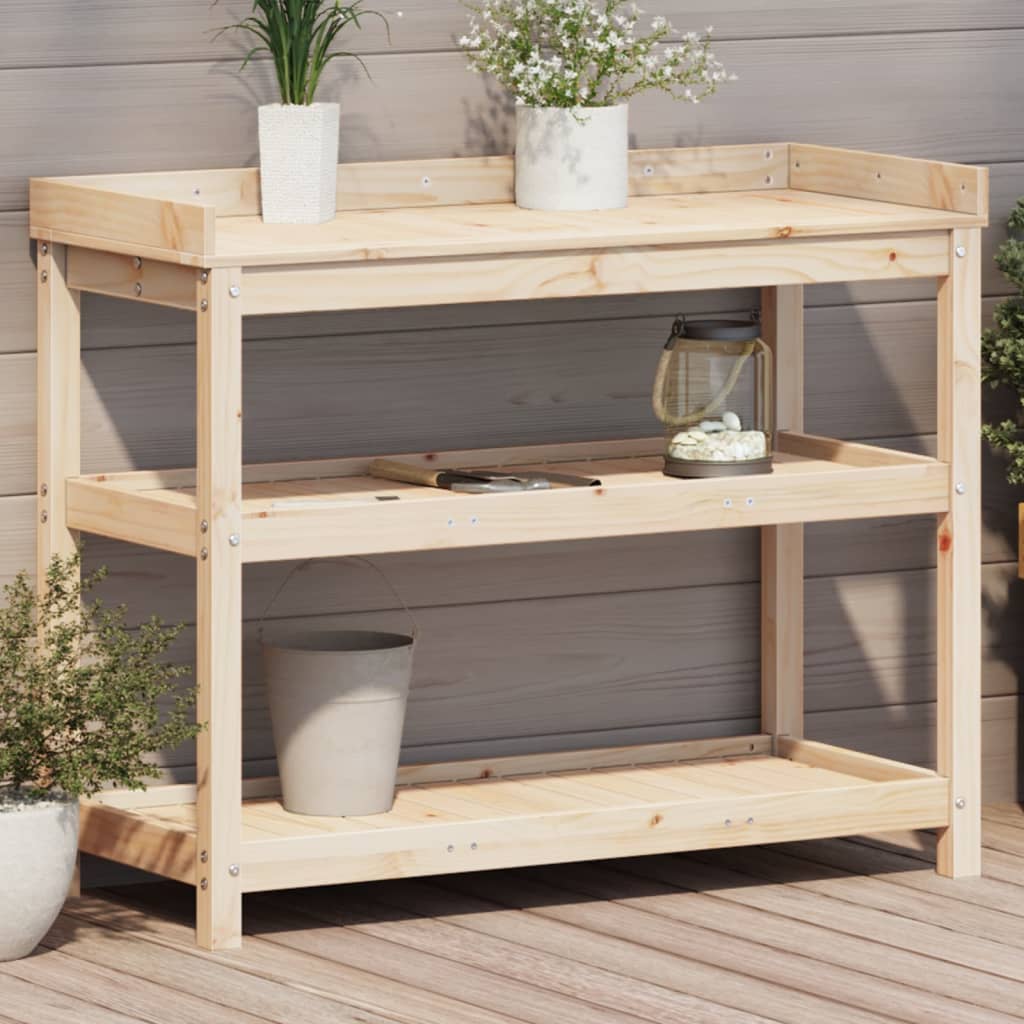 Vidaxx pottebord med hylder 108x45x86,5 cm massivt fyrretræ