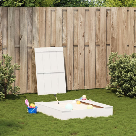 Vidaxx sandkasse med låg 111x111x19,5 cm massiv fyrretræ hvid