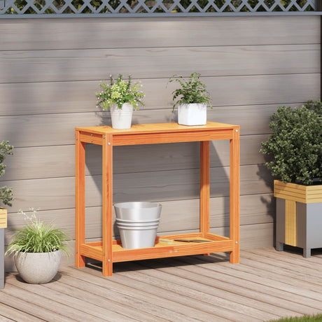 Vidaxx pottebord med hylde 82,5x35x75 cm massiv fyrretræ, vask brun