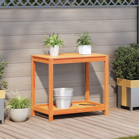 Vidaxx pottebord med hylde 82,5x50x75 cm massiv fyrretræ, vask brun