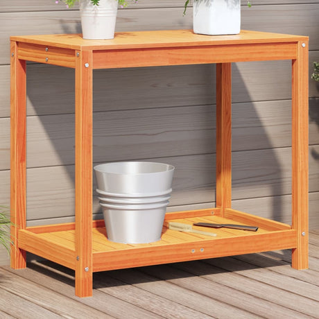 Vidaxx pottebord med hylde 82,5x50x75 cm massiv fyrretræ, vask brun