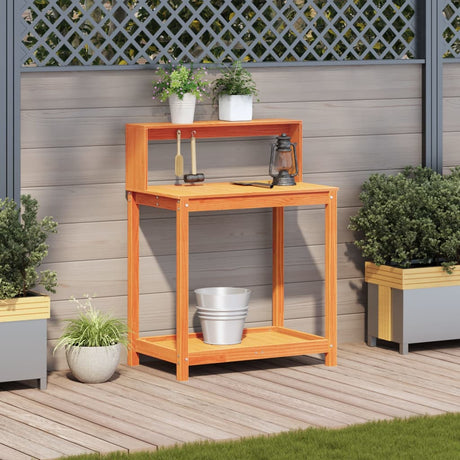 Vidaxx pottebord med hylder 82,5x50x109,5 cm fyrretræ brun