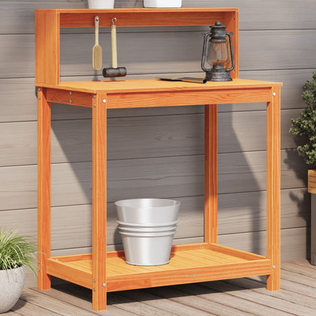 Vidaxx pottebord med hylder 82,5x50x109,5 cm fyrretræ brun