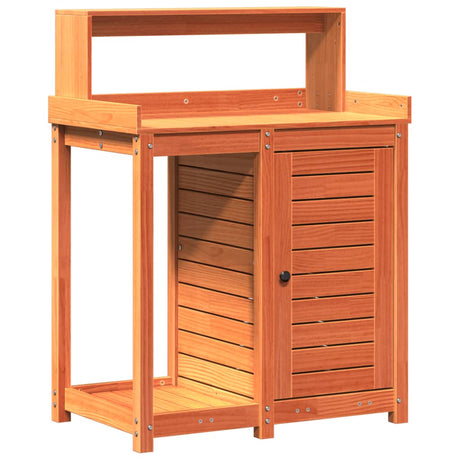 Vidaxx pottebord med hylder 82,5x50x109,5 cm fyrretræ brun