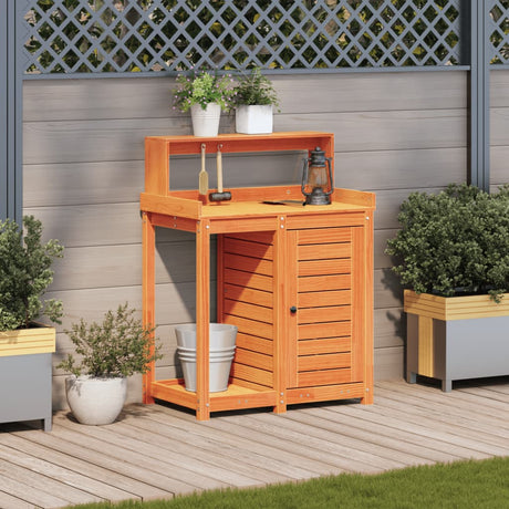Vidaxx pottebord med hylder 82,5x50x109,5 cm fyrretræ brun