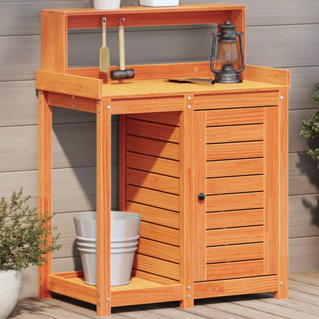 Vidaxx pottebord med hylder 82,5x50x109,5 cm fyrretræ brun