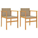 Vidaxl tuinstoelen 2 st poly rattan en massief hout beige