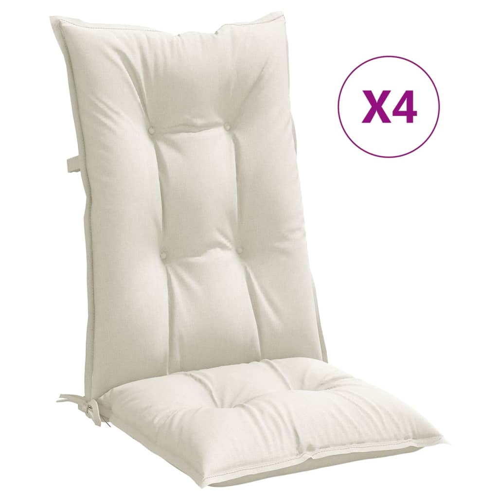 Vidaxx stolehynder 4 stk høj ryg 120x50x7 cm stof blandet creme