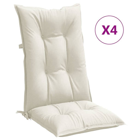 Vidaxx stolehynder 4 stk høj ryg 120x50x7 cm stof blandet creme