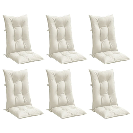 VidaXL stolehynder 6 stk høj ryg 120x50x7 cm stof blandet creme