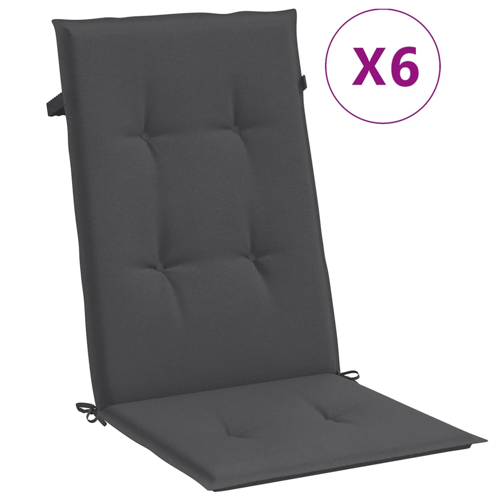 VidaXL stolehynder 6 stk høj ryg 120x50x4 cm stof blandet antracit