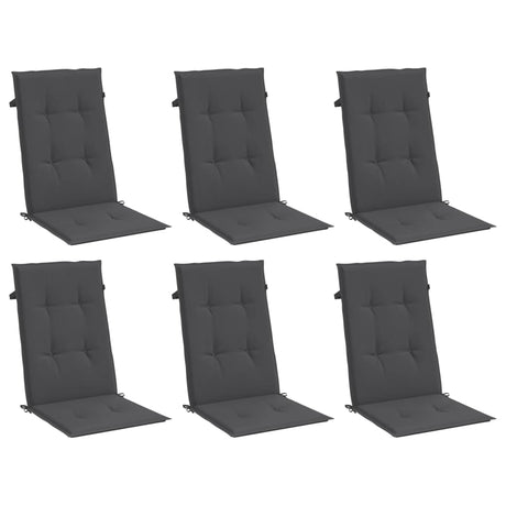 VidaXL stolehynder 6 stk høj ryg 120x50x4 cm stof blandet antracit