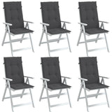 VidaXL stolehynder 6 stk høj ryg 120x50x4 cm stof blandet antracit