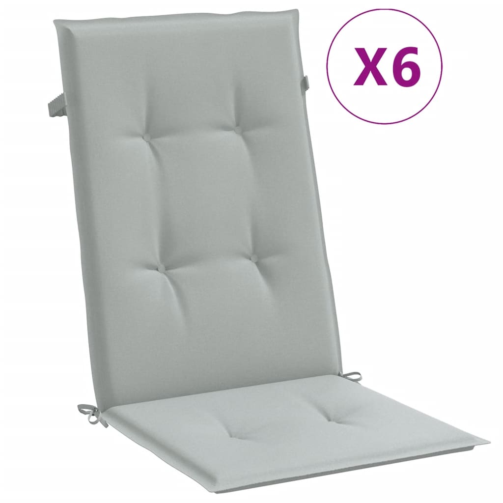 Vidaxx stolehynder 6 stk høj ryg 120x50x4 cm stof lysegrå