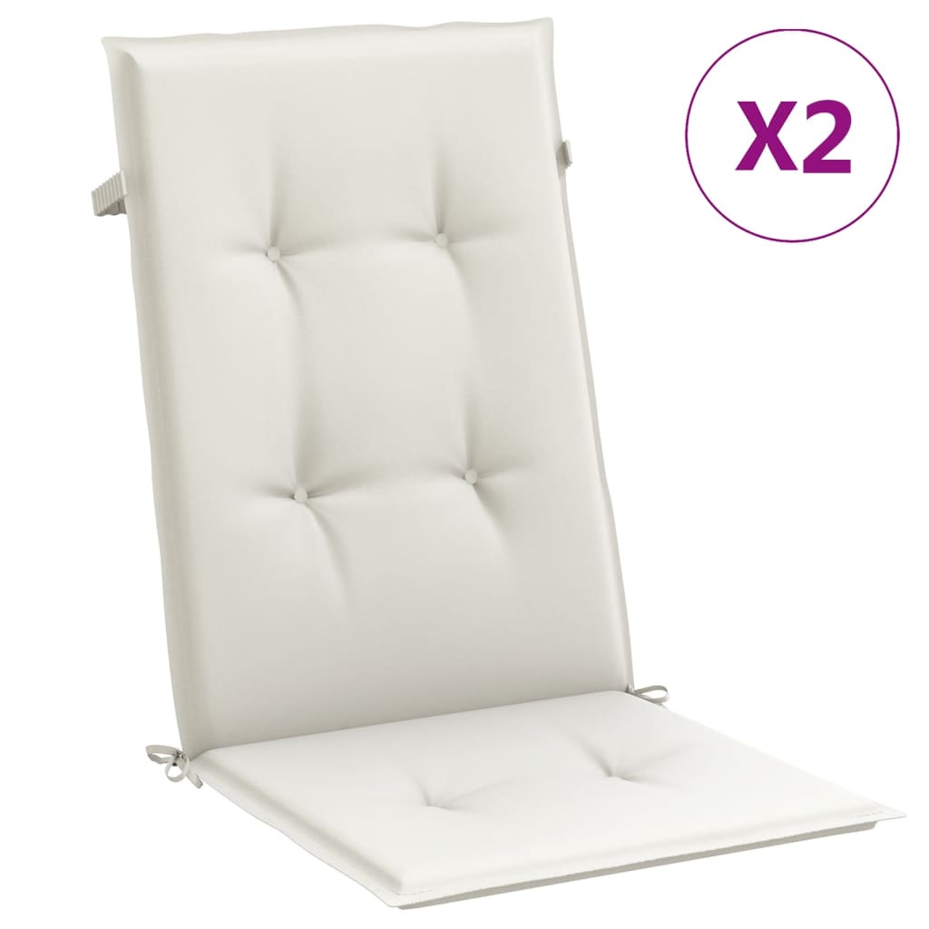 Vidaxx stolehynder 2 stk høj ryg 120x50x4 cm stof blandet creme