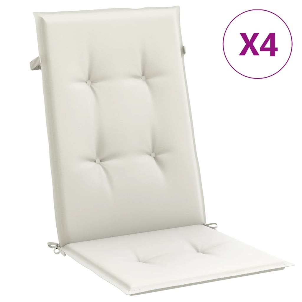 Vidaxx stolehynder 4 stk høj ryg 120x50x4 cm stof blandet creme