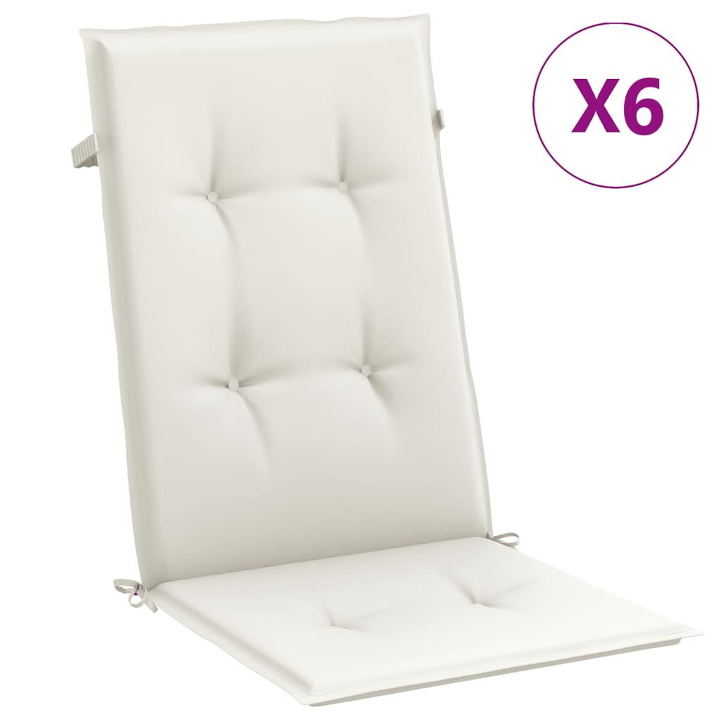 Vidaxx stolehynder 6 stk høj ryg 120x50x4 cm stof blandet creme