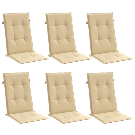 Vidaxx stolehynder 6 stk høj ryg 120x50x4 cm stof blandet beige