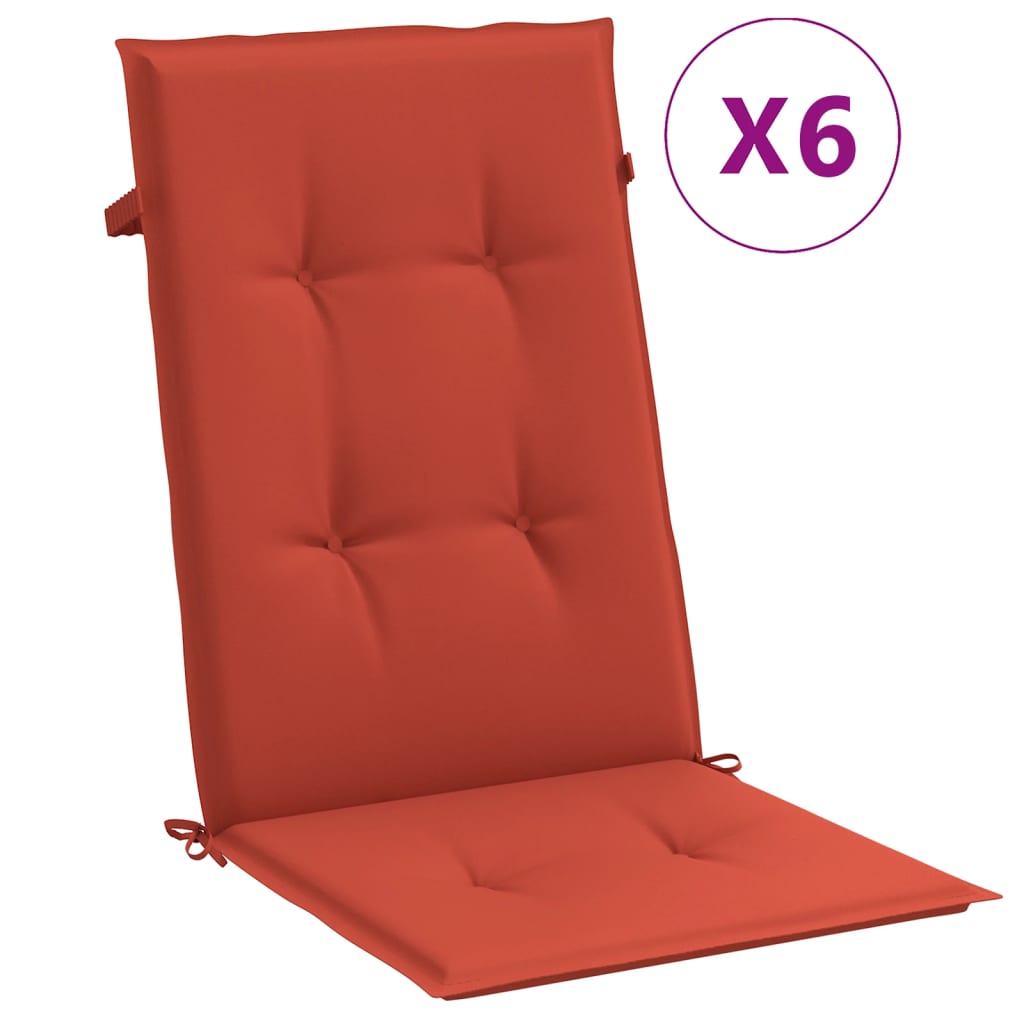 Vidaxx stolehynder 6 stk høj ryg 120x50x4 cm stof blandet rød