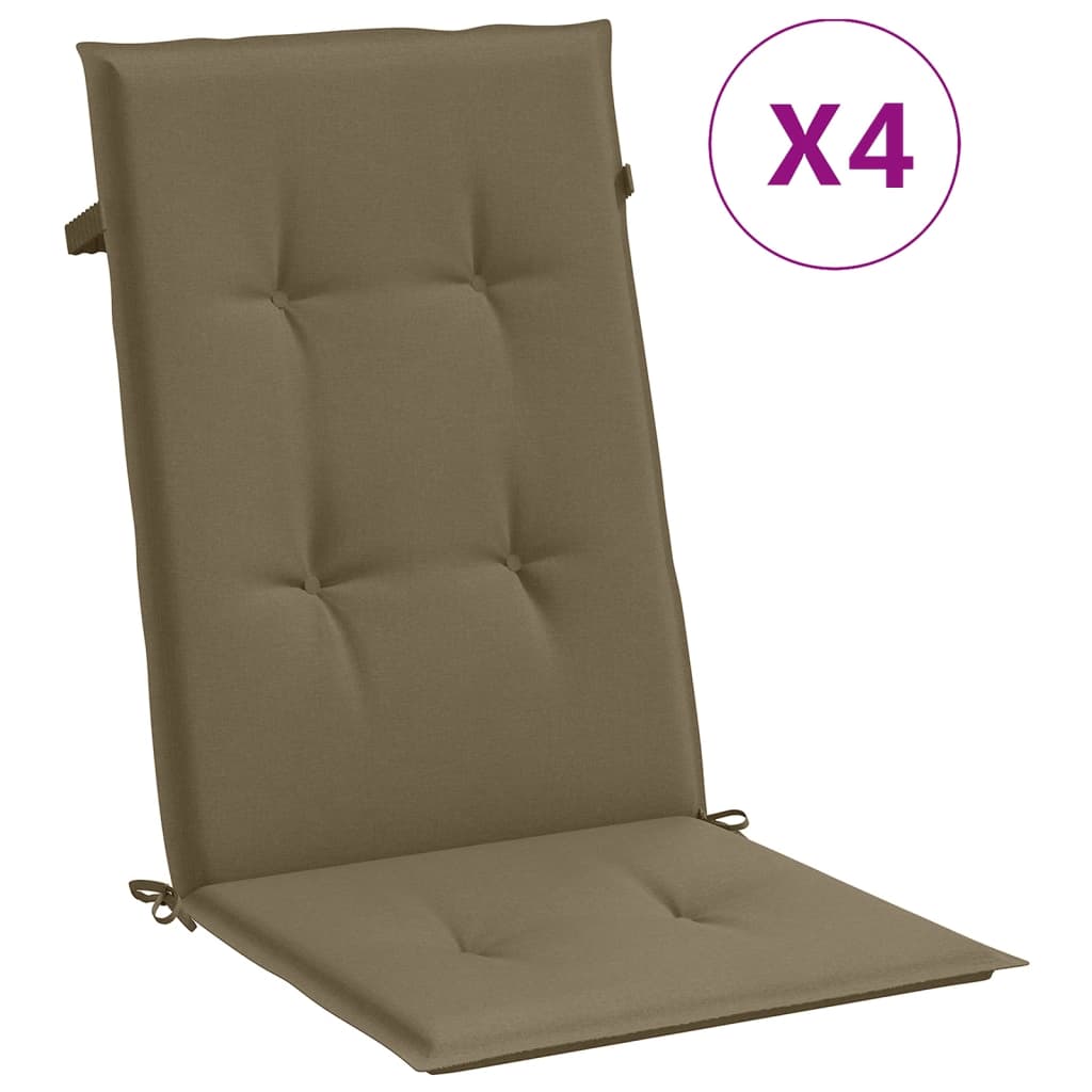 Vidaxx stolehynder 4 stk høj ryg 120x50x4 cm stof melange taupe