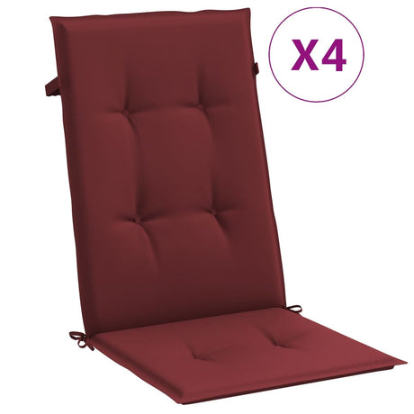 Vidaxx stolehynder 4 stk høj ryg 120x50x4 cm stof blandet vinrød