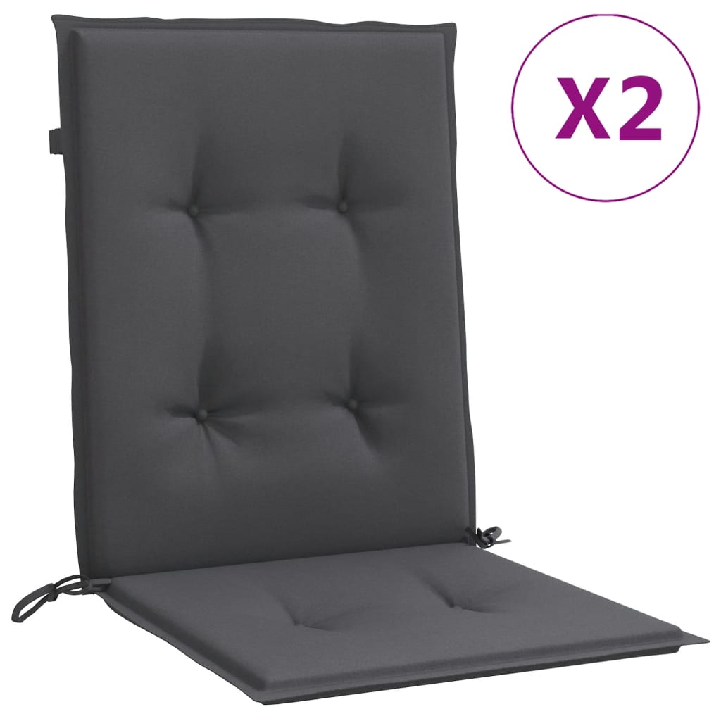 Vidaxx stolehynder 2 stk lav ryg 100x50x4 cm stof blandet antracit