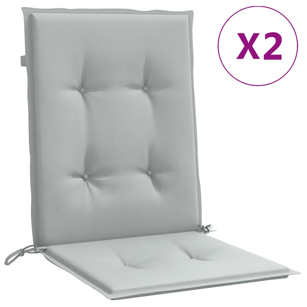 Vidaxx stolehynder 2 stk lav ryg 100x50x4 cm stof lysegrå