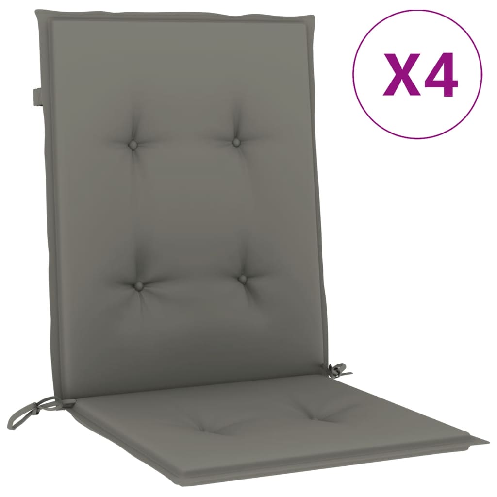 Vidaxx stolehynder 4 stk lav ryg 100x50x4 cm stof mørkegrå