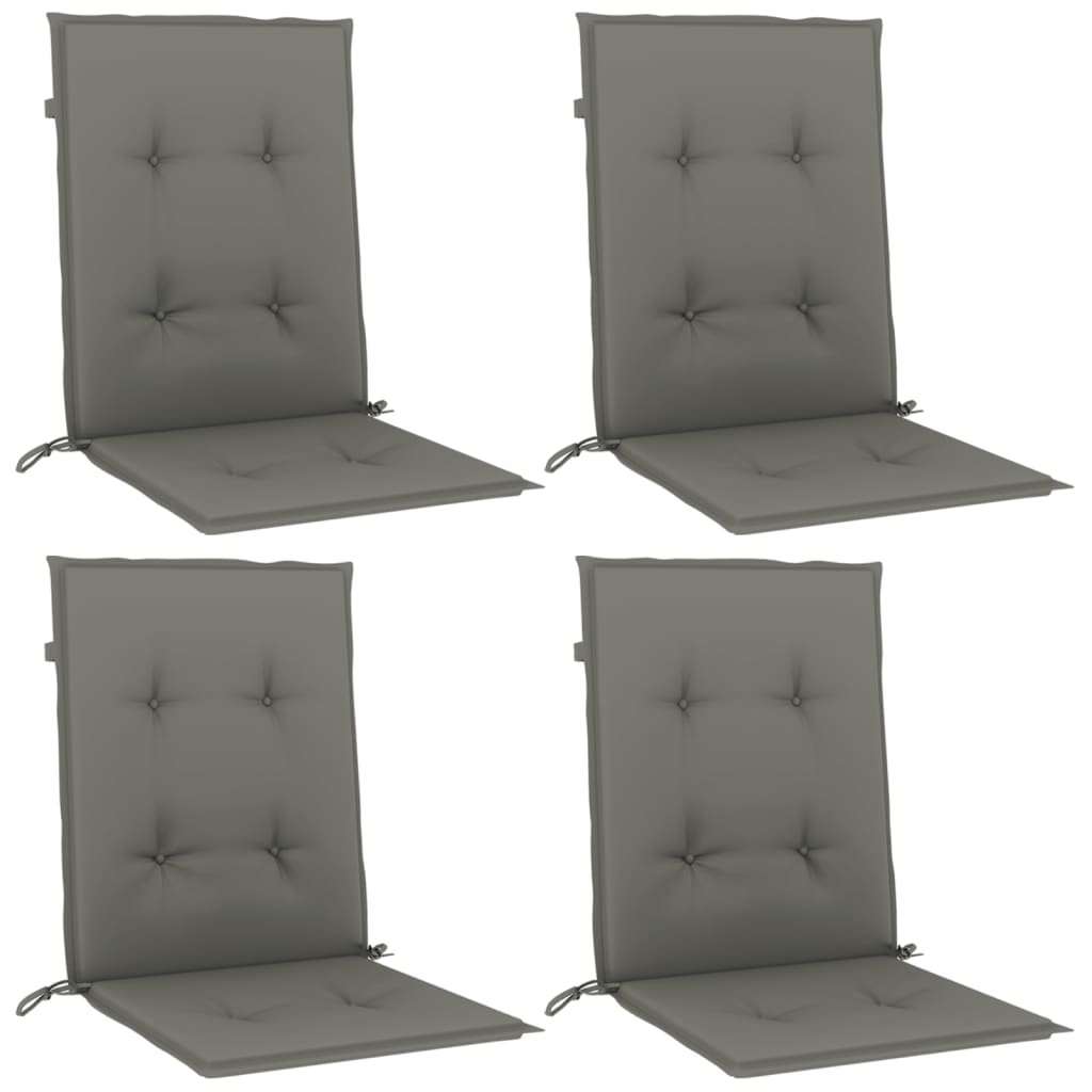 Vidaxx stolehynder 4 stk lav ryg 100x50x4 cm stof mørkegrå