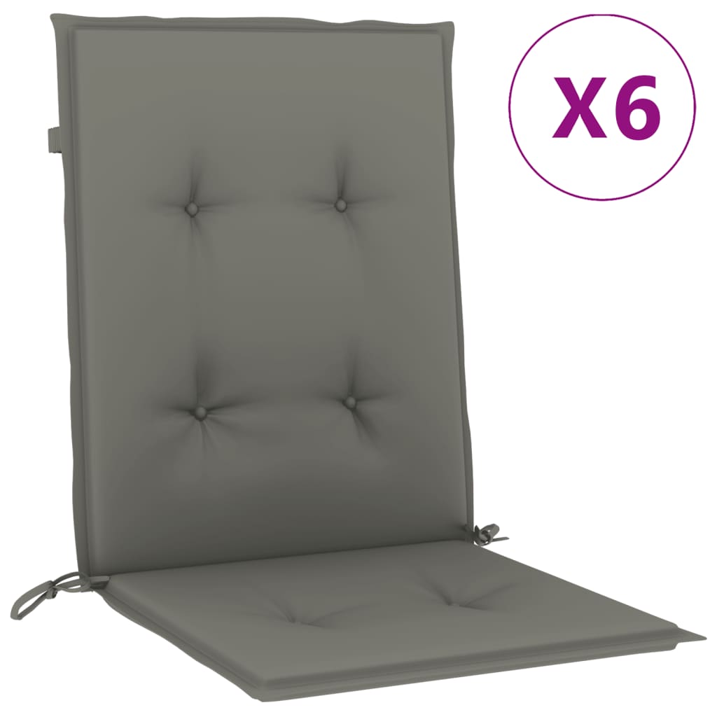 Vidaxx stolehynder 6 stk lav ryg 100x50x4 cm stof mørkegrå