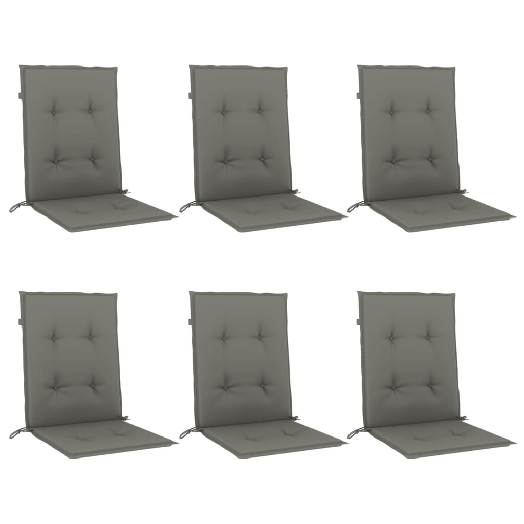 Vidaxx stolehynder 6 stk lav ryg 100x50x4 cm stof mørkegrå