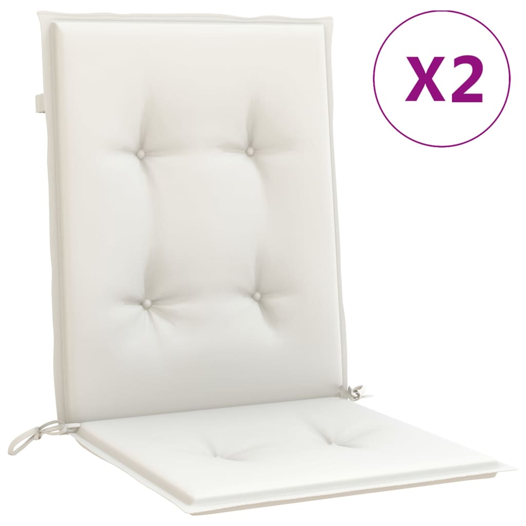 Vidaxx stolehynder 2 stk lav ryg 100x50x4 cm stof blandet creme
