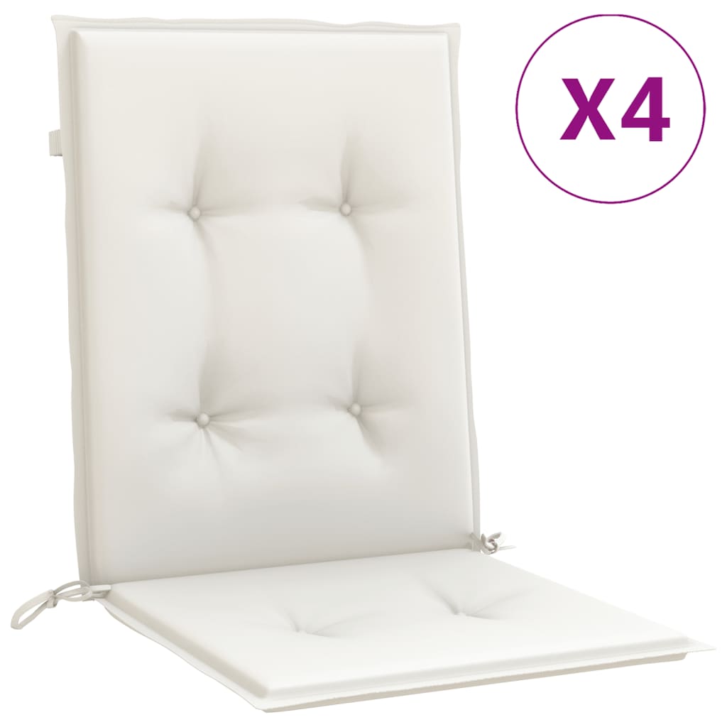 VidaXL stolehynder 4 stk lav ryg 100x50x4 cm stof blandet creme
