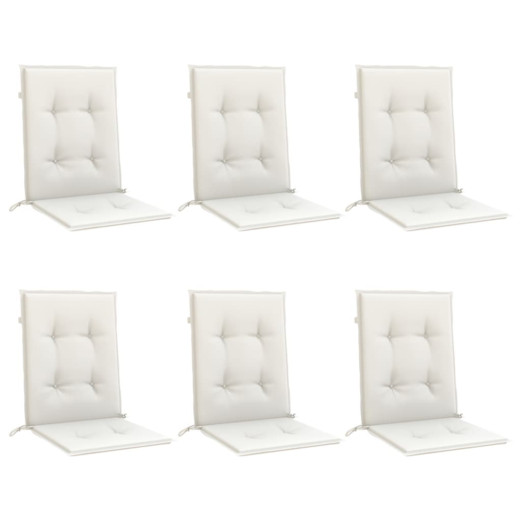 VidaXL stolehynder 6 stk lav ryg 100x50x4 cm stof blandet creme