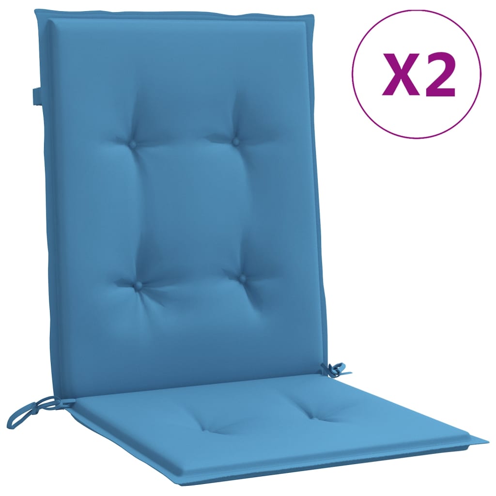Vidaxx stolehynder 2 stk lav ryg 100x50x4 cm stof blandet blå