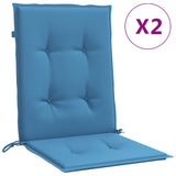 Vidaxx stolehynder 2 stk lav ryg 100x50x4 cm stof blandet blå