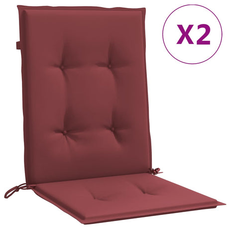 Vidaxx stolehynder 2 stk lav ryg 100x50x4 cm stof blandet vinrød