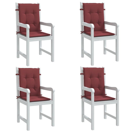 Vidaxx stolehynder 4 stk lav ryg 100x50x4 cm stof blandet vinrød