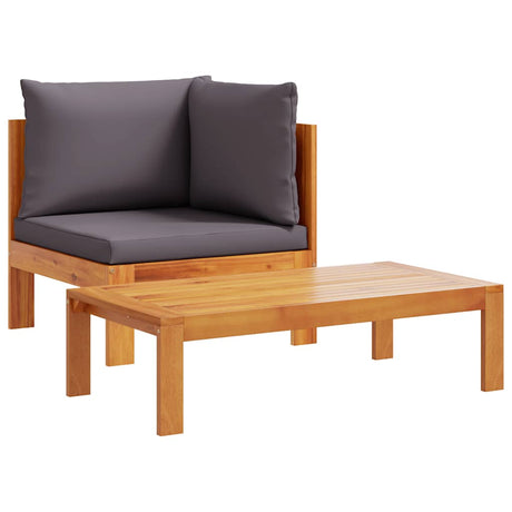 Vidaxl 2-delige loungeset met kussens massief acaciahout