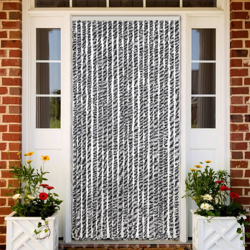 Vidaxx fluegardin 90x220 cm chenillegrå og sort/hvid