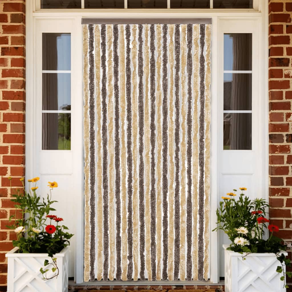 Vidaxx fluegardin 90x200 cm chenille mørkebrun og beige
