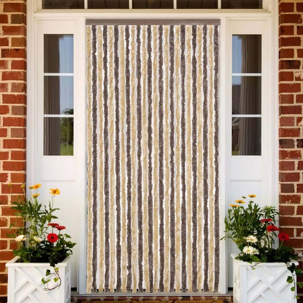 Vidaxx fluegardin 100x200 cm chenille mørkebrun og beige