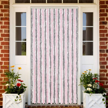 Vidaxx fluegardin 90x200 cm chenille sølvgrå og pink