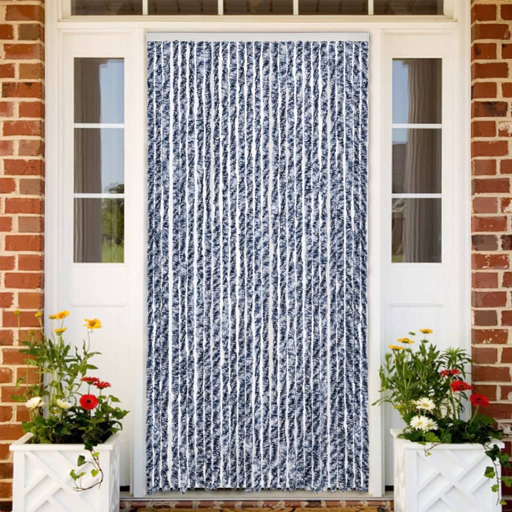 Vidaxx fluegardin 100x230 cm chenille blå og hvid