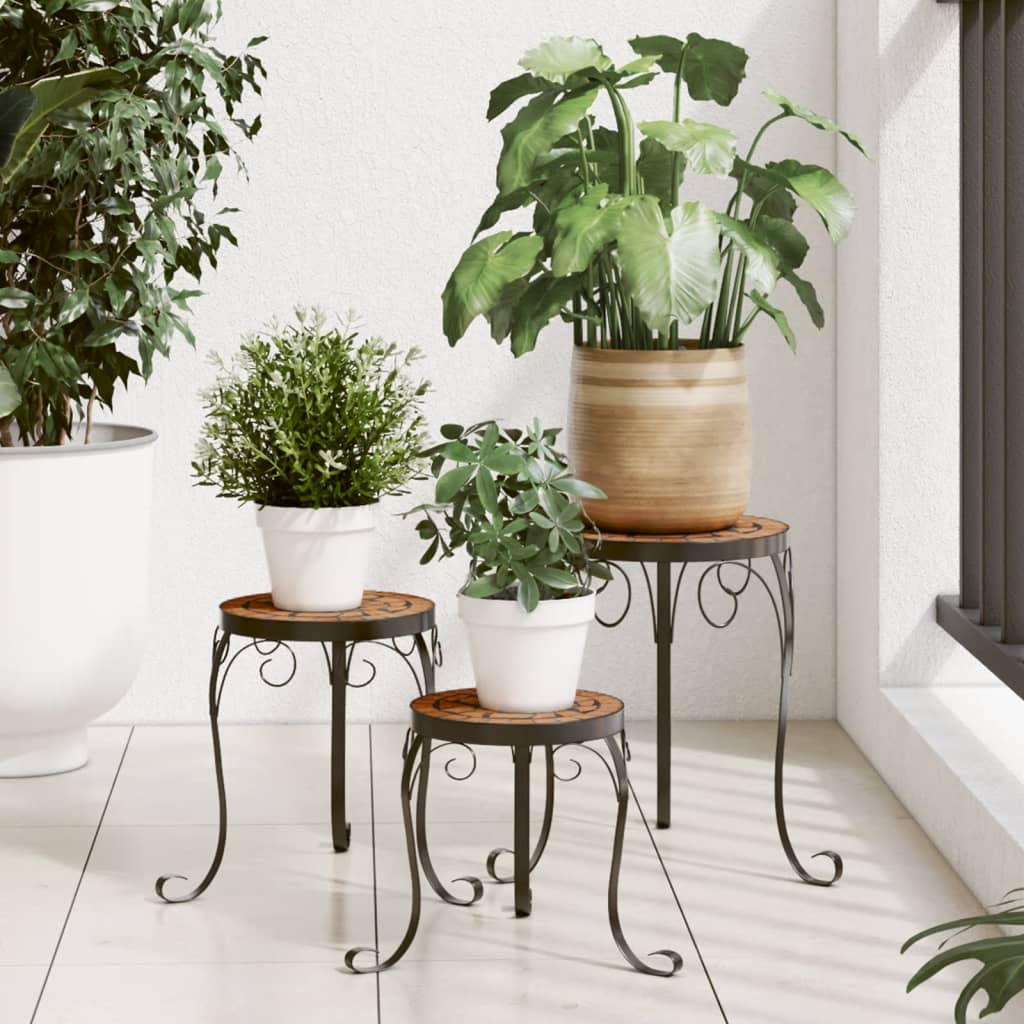 Vidaxl plantestativer 3 stk keramisk terracotta farvet