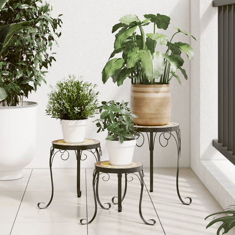 Vidaxl plantestativer 3 stk keramisk terracotta farvet og hvid