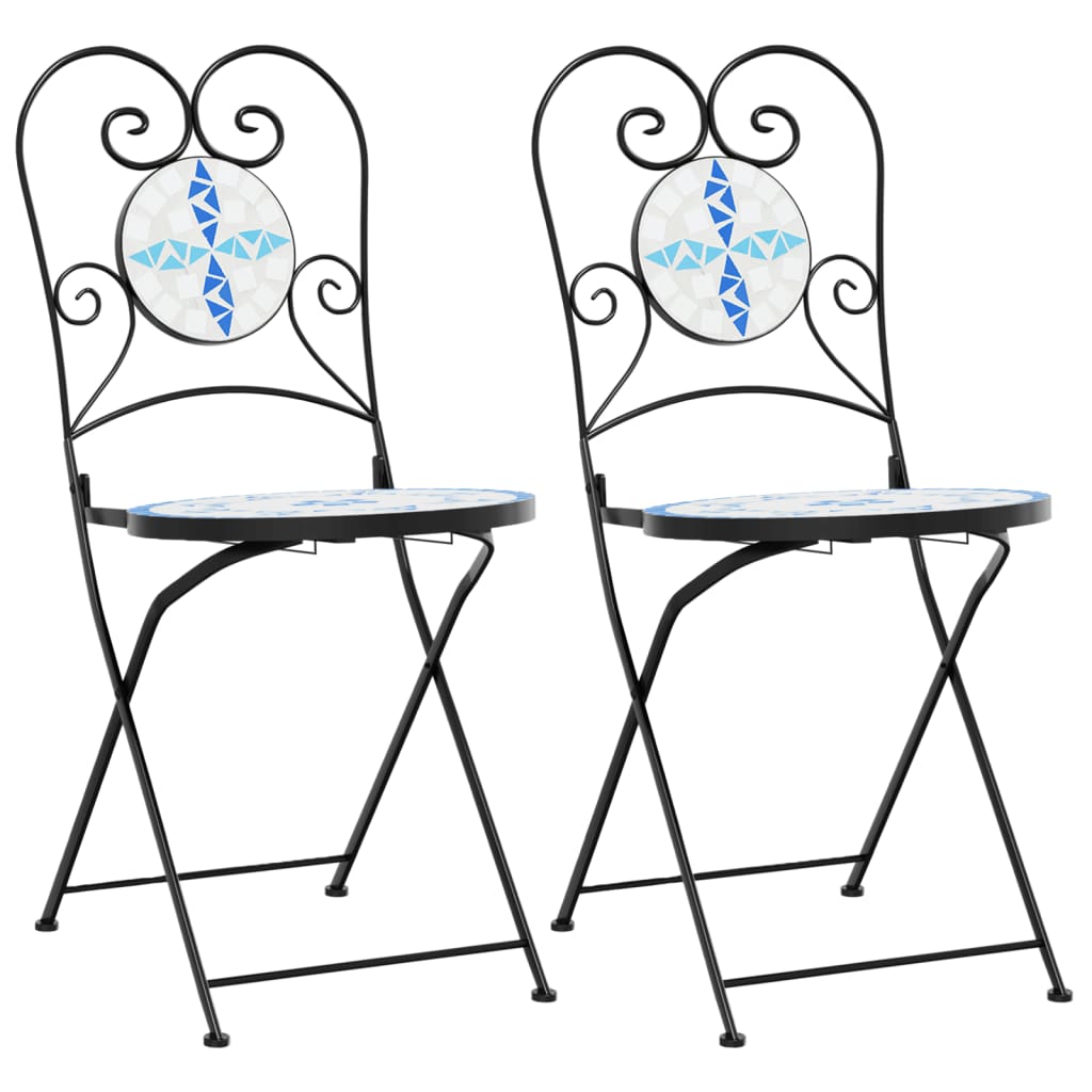 Vidaxl opklapbare stoelen (2 stuks) blauw-wit keramiek