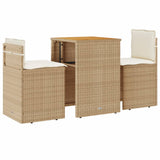 Vidaxl 3-delige bistroset met kussens poly rattan beige