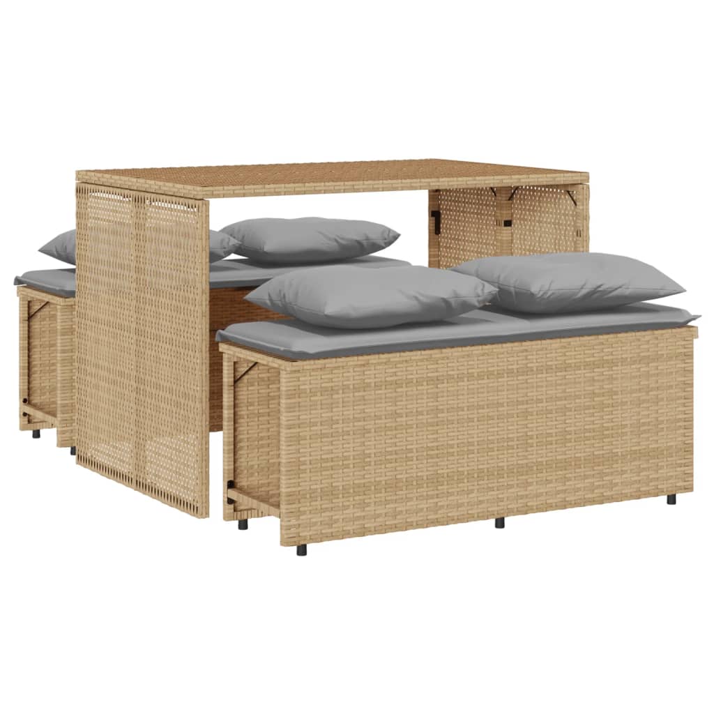 Vidaxl 3-delige tuinset met kussens poly rattan beige